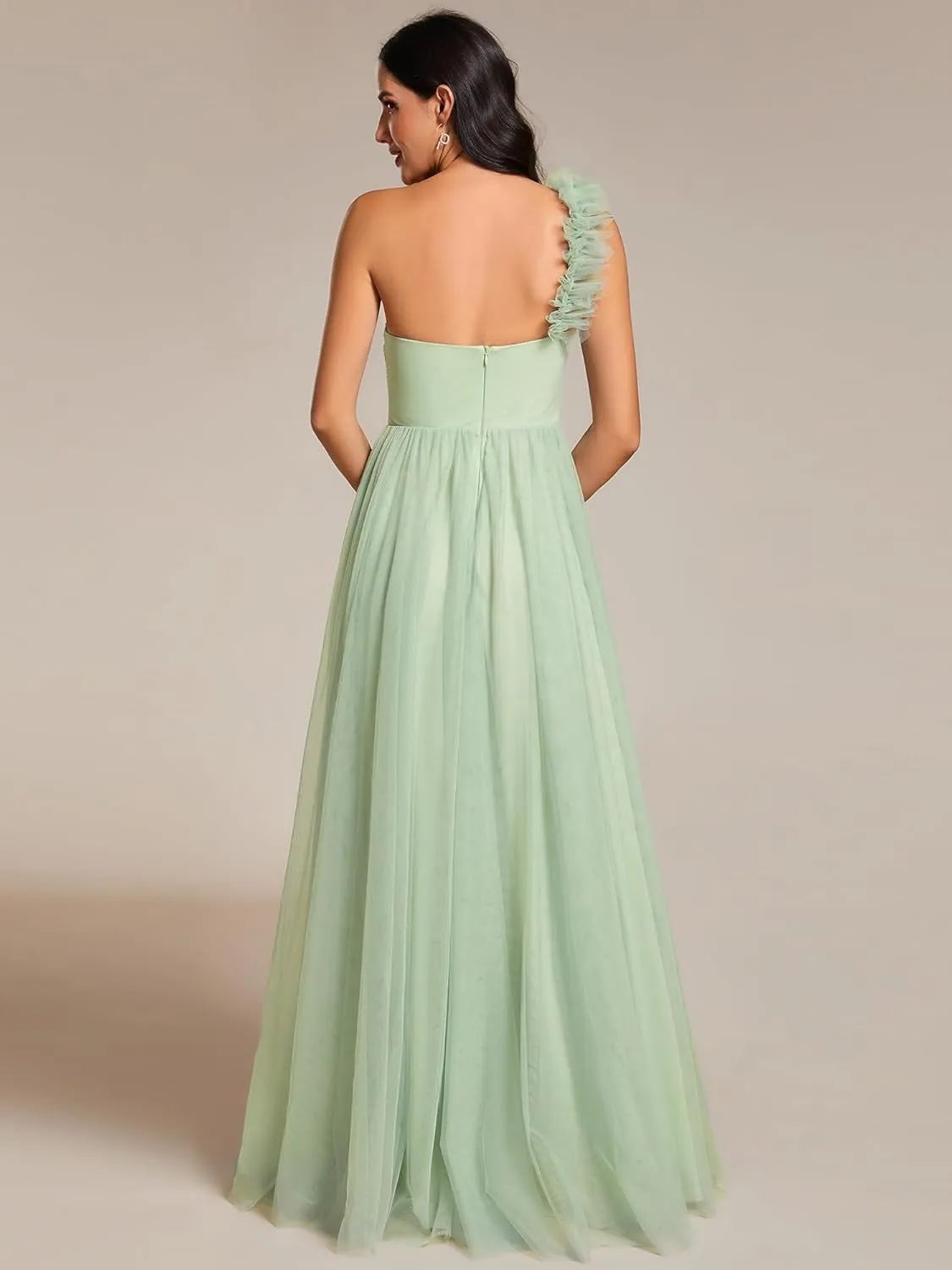 Ever-Pretty Women's One Shoulder Sleeveless Pleated A-Line Floor Length Bridesmaid Dresses 01911