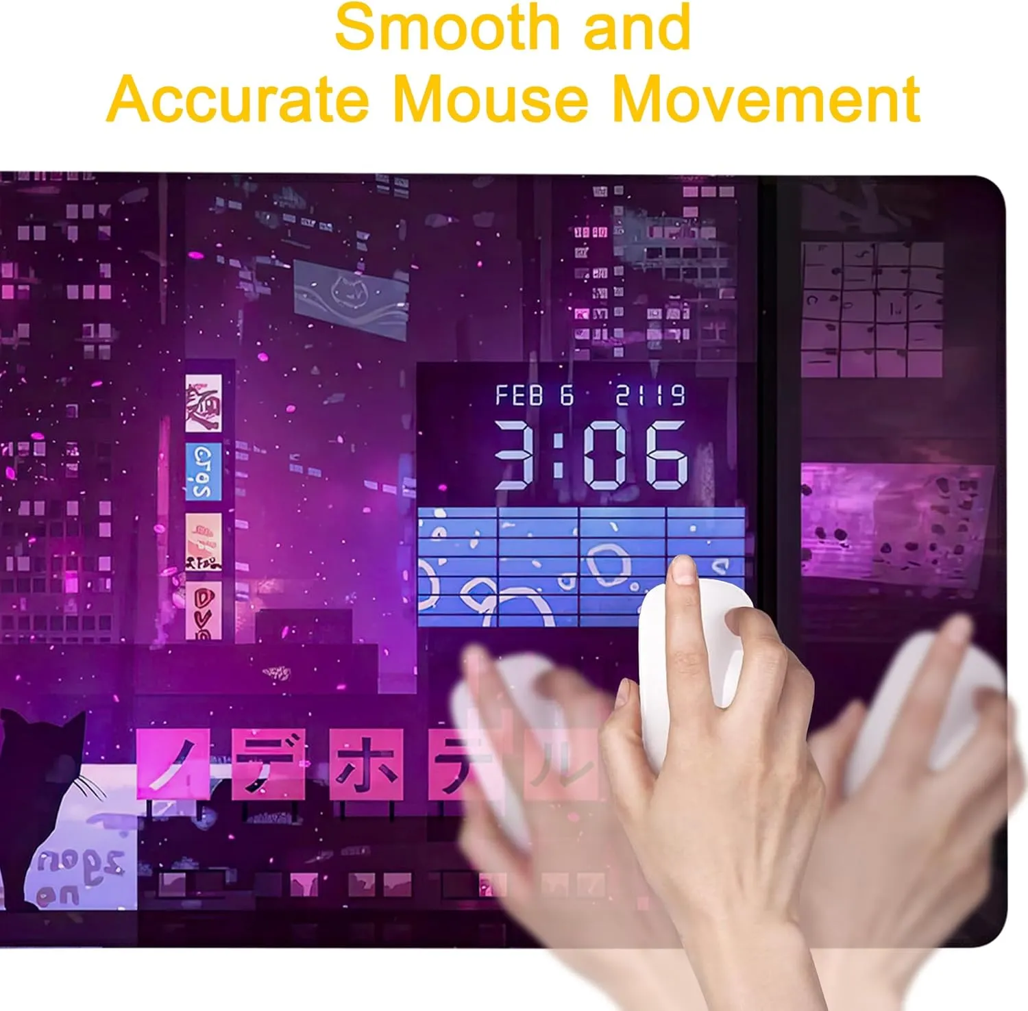Extended Large Gaming Mouse Pad Anime Street XXL Mousepad Desk Pad Mat for Keyboard and Mouse, Non Slip Rubber Base Mousepad with Stitched Edges for Work Game, 35.43 x 15.75 in