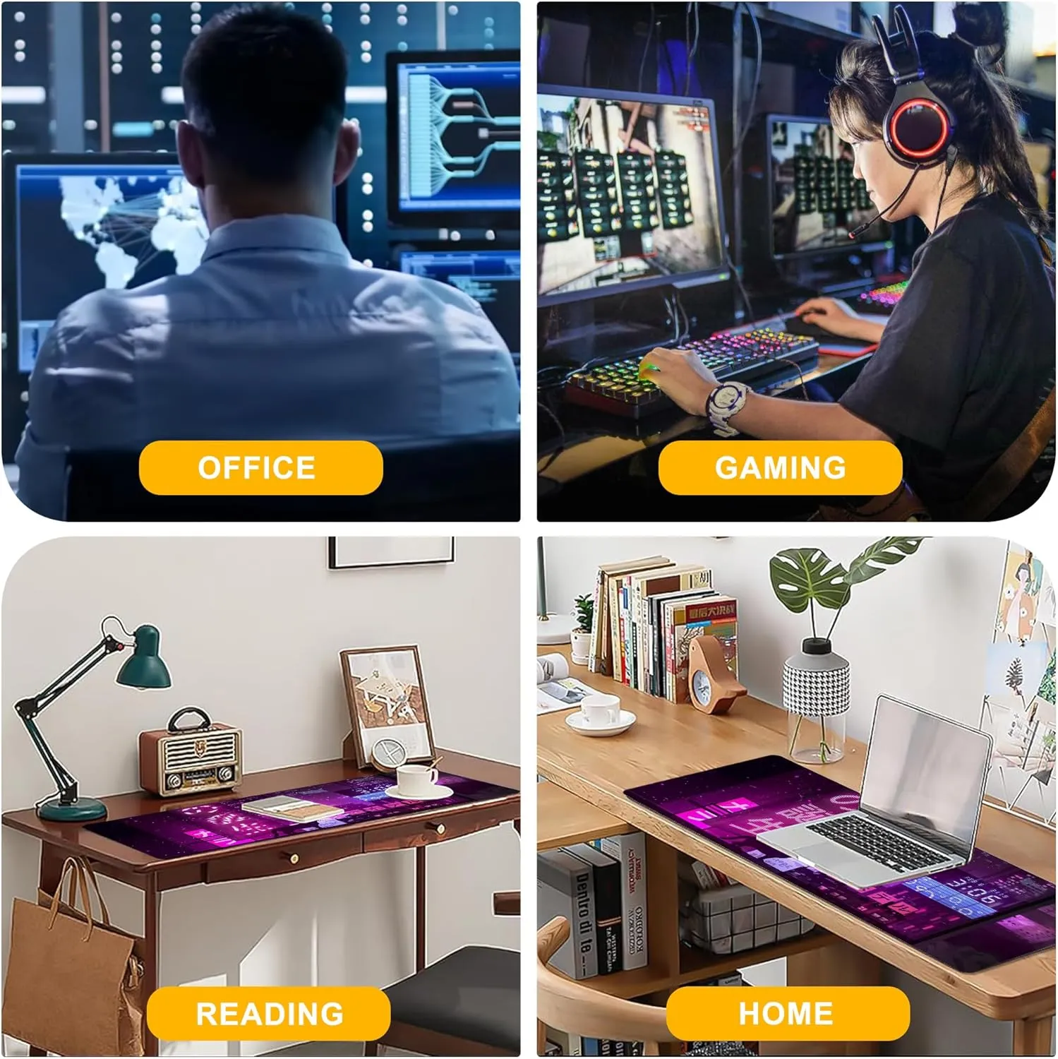 Extended Large Gaming Mouse Pad Anime Street XXL Mousepad Desk Pad Mat for Keyboard and Mouse, Non Slip Rubber Base Mousepad with Stitched Edges for Work Game, 35.43 x 15.75 in