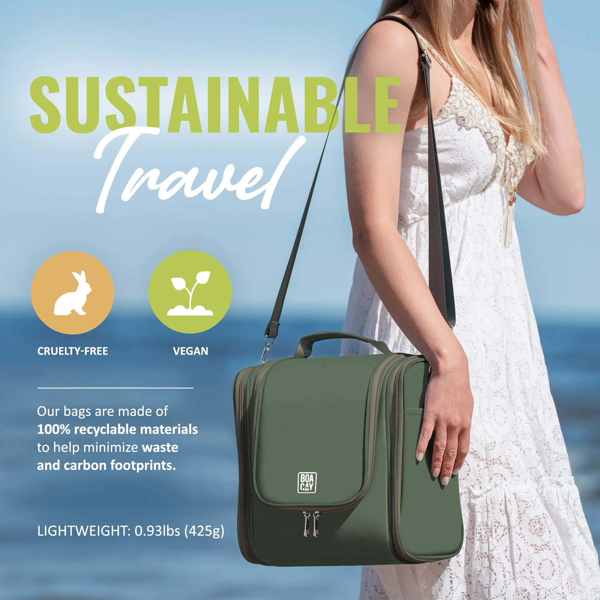 Extra-Large Collapsible Hanging Toiletry Bag - Olive Green