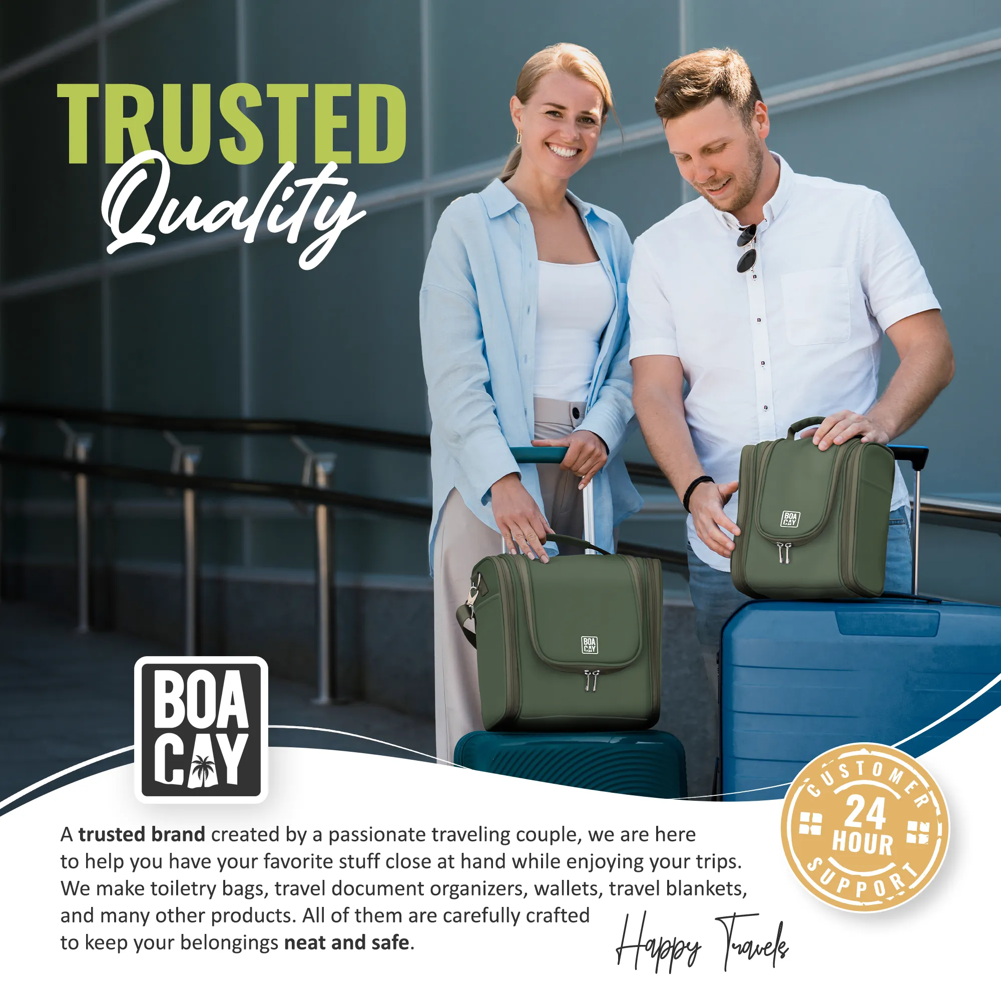 Extra-Large Collapsible Hanging Toiletry Bag - Olive Green