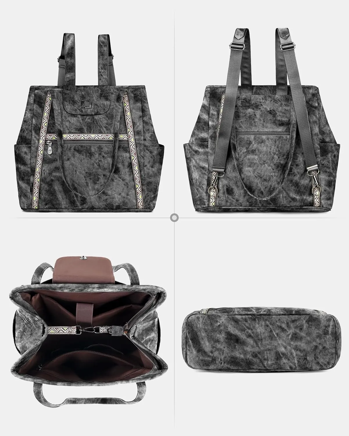 FADEON Large Laptop Tote Bag for Women Designer Leather Laptop Bag Fashion Travel Backpack Purse Shoulder Handbag