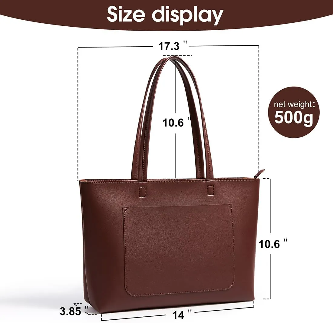 Fancy Forest Basic Tote Bag for Women Vegan Leather Hard - Stiff & Slim Shoulder Bag 18L Purse with Zipper for Work Travel