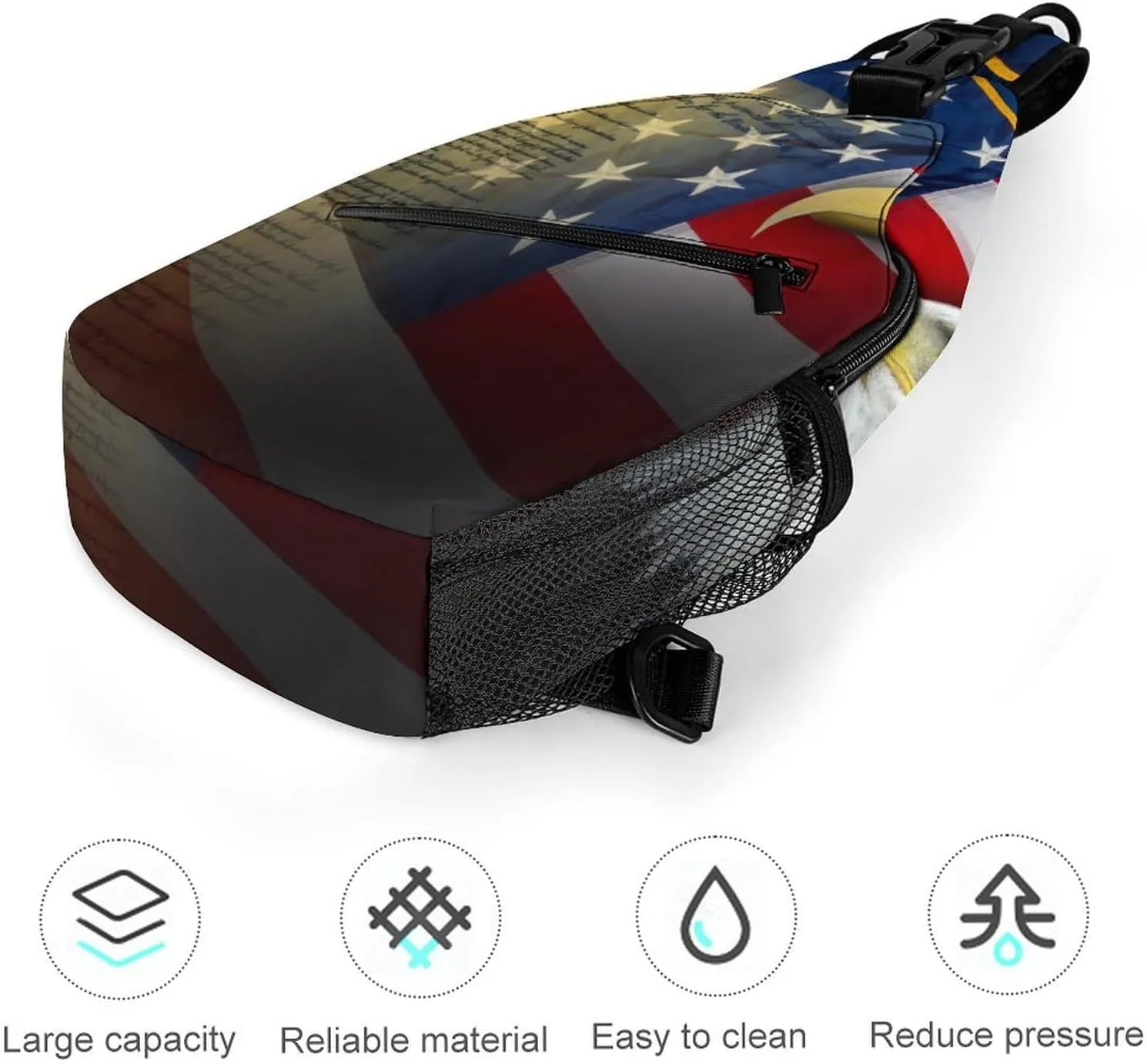 Fashion Sling Backpack, Rope Bag, for American Flag Patriotic Book Usa Bald Eagle Chest Pack Crossbody Bags, Tool Backpak, Gym Bags Sack Daypack Outdoor Backpack for Man Women Lady