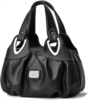 Fashion Vegan Leather Handbag for Women Multi Pocket Large Tote Bags Satchel Printed Purses Soft Hobo Bag