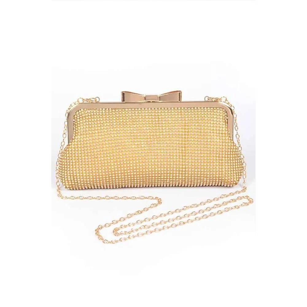 FASHNZFAB Mesh Rhinestone Soft Evening Clutch Bag
