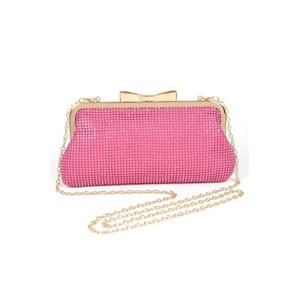 FASHNZFAB Mesh Rhinestone Soft Evening Clutch Bag