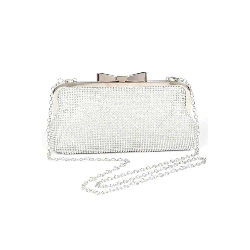 FASHNZFAB Mesh Rhinestone Soft Evening Clutch Bag