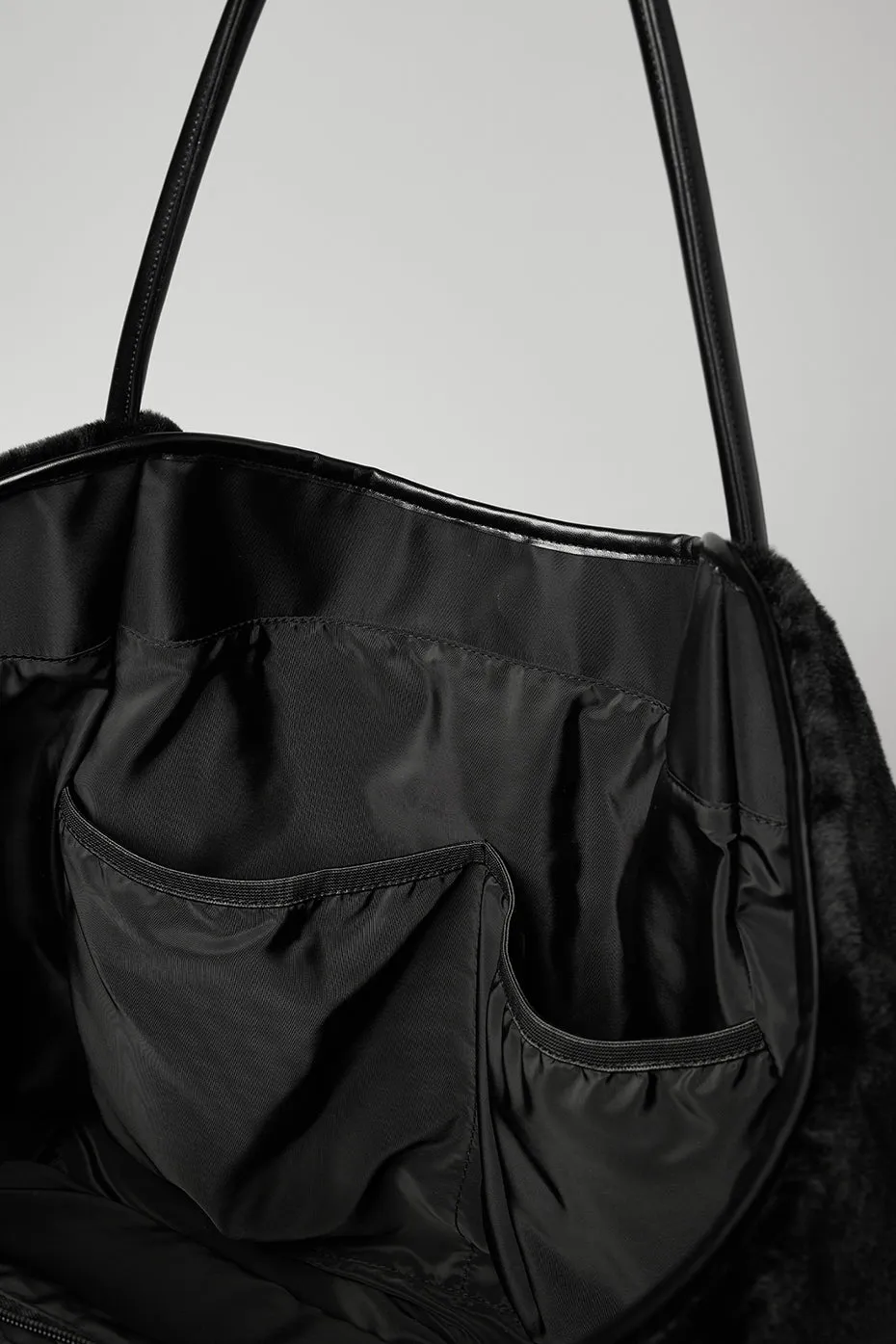 Faux Fur Tote Bag - Black