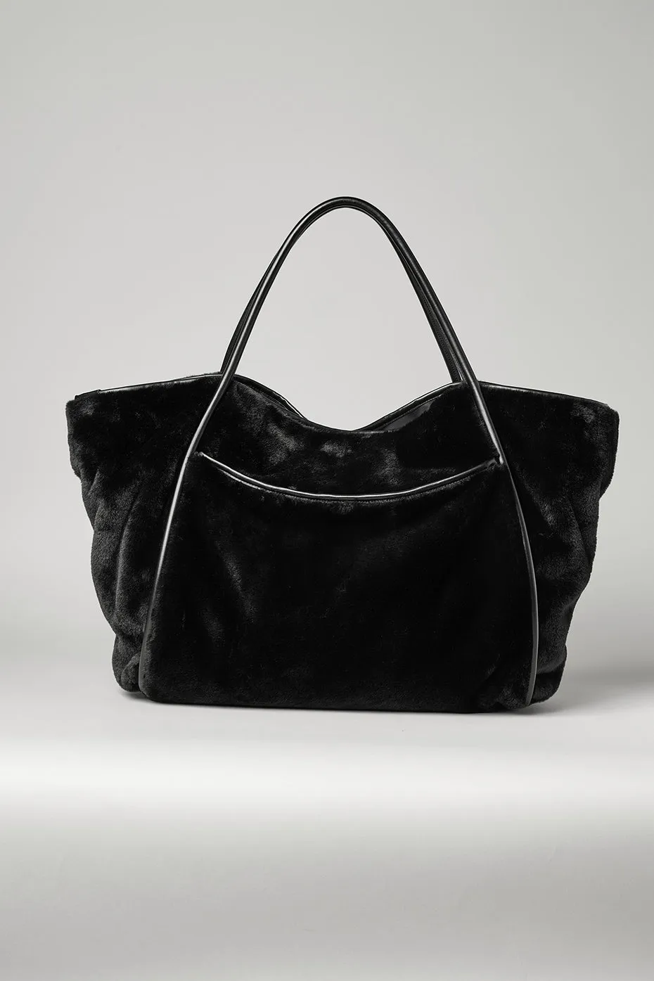 Faux Fur Tote Bag - Black