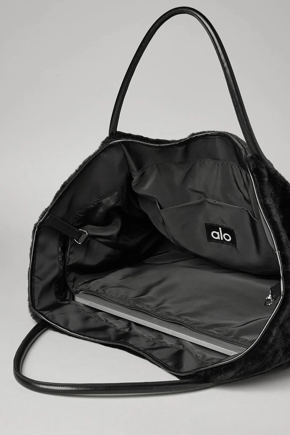 Faux Fur Tote Bag - Black