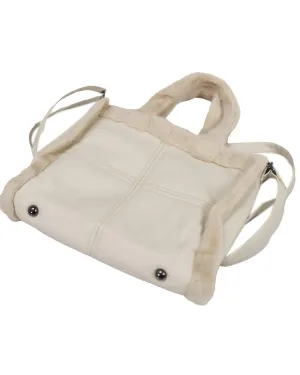 FAUX LEATHER FUR-TRIMMED HANDBAG