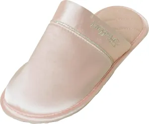 Faux Silk Slippers Soft Lightweight House Slippers Comfy Closed Toe Non-slip Sole Satin Slippers, White