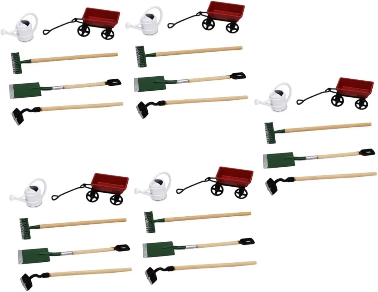 FAVOMOTO 5 Sets Mini Gardening Tool Model for Doll House Accessory Micro Garden Realistic and Design for Mini House and DIY Fairy Garden Scenes