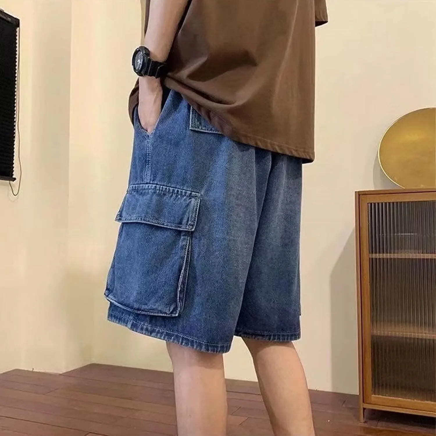 FCOOLYEET Baggy Jean Shorts Men Y2k Cargo Jorts Jeans Grunge Denim Bermuda Shorts for Women