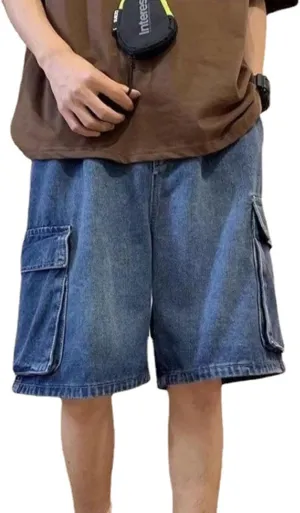 FCOOLYEET Baggy Jean Shorts Men Y2k Cargo Jorts Jeans Grunge Denim Bermuda Shorts for Women