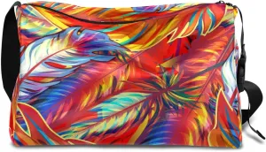 Feather Colorful Small Gym Bag for Men Women Workout Sport Duffle Bag Waterproof Weekender Overnight Bag Lightweight Carry on Tote Bag Crossbody Shoulder Travel Bag for Swim Yoge Dance