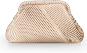 Fecialy Ruched Clutch Purse for Women Formal PU Leather Evening Bag Soft Pleated Handbags with Chain Crossbody Bag
