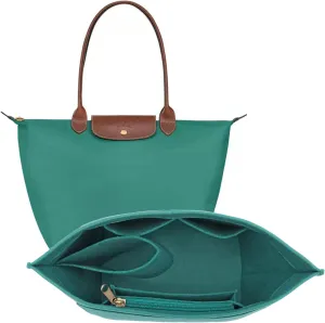 Felt Purse Organizer Insert for Longchamp Le Pliage L Handbag Insert (Large，Army Blue)