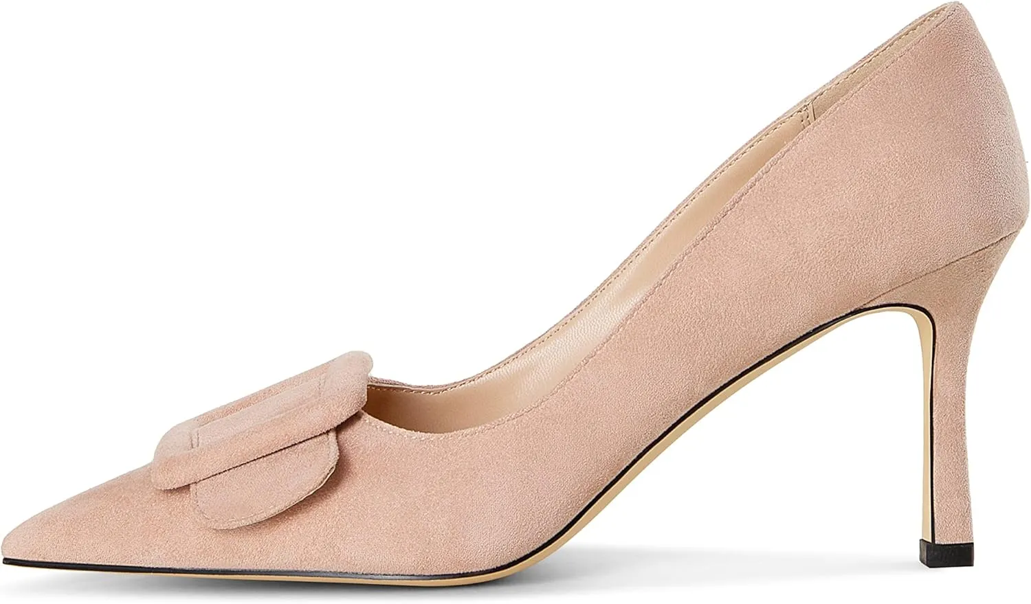 Fericzot Women's Stiletto High Heel Pumps Wedding Party Closed Classic Dress Heeded Shoes with Square Buckle
