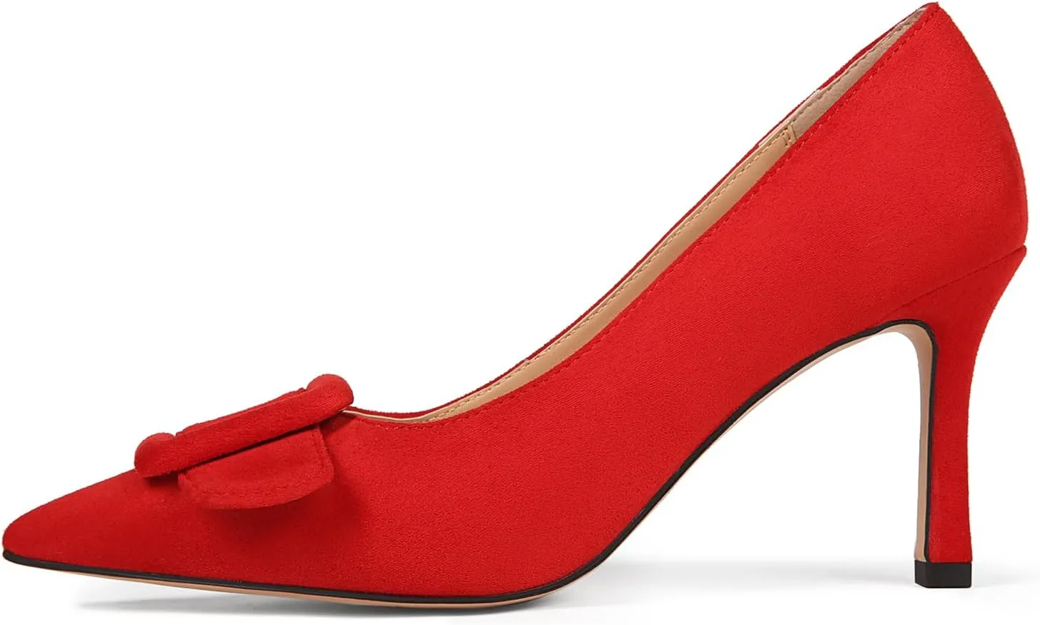 Fericzot Women's Stiletto High Heel Pumps Wedding Party Closed Classic Dress Heeded Shoes with Square Buckle