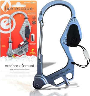 Fire Escape, Emergency Escape Tool, Seatbelt Cutter, Window Breaker, Multi Tool, Fire Starter, Carabiner, and Much More