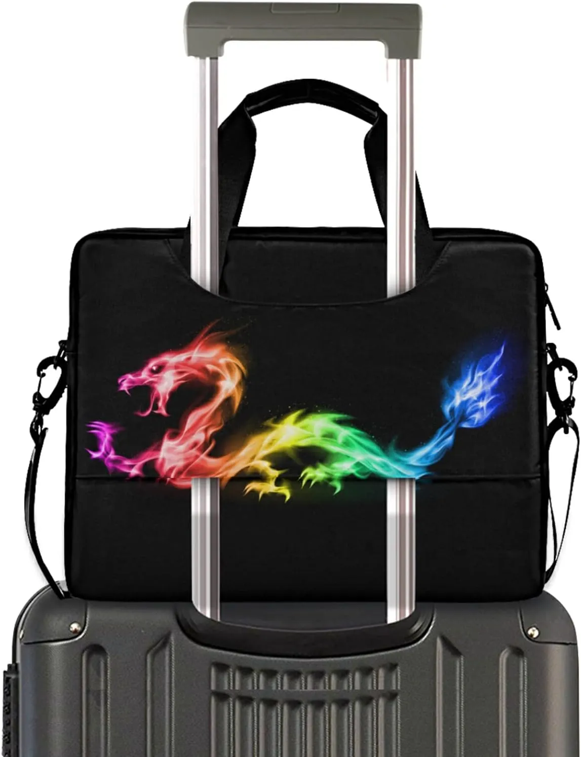 Fire Rainbow Dragon Laptop Bag Case 13 14 15.6 inch Laptop Messenger Bag Crossbody Briefcase for Men Women with Shoulder Strap Handle