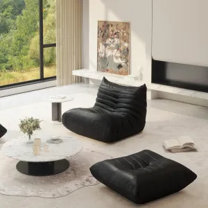 Fireside Chair Lazy Floor Sofa Set, Cozy Memory Foam Bean Bag Chairs, Faux Leather Giant Bean Bag Chair Sofa, Armless Foam Sofa Lounger Tatami Recliner Sofa for Living Room Bedroom Dorm Office
