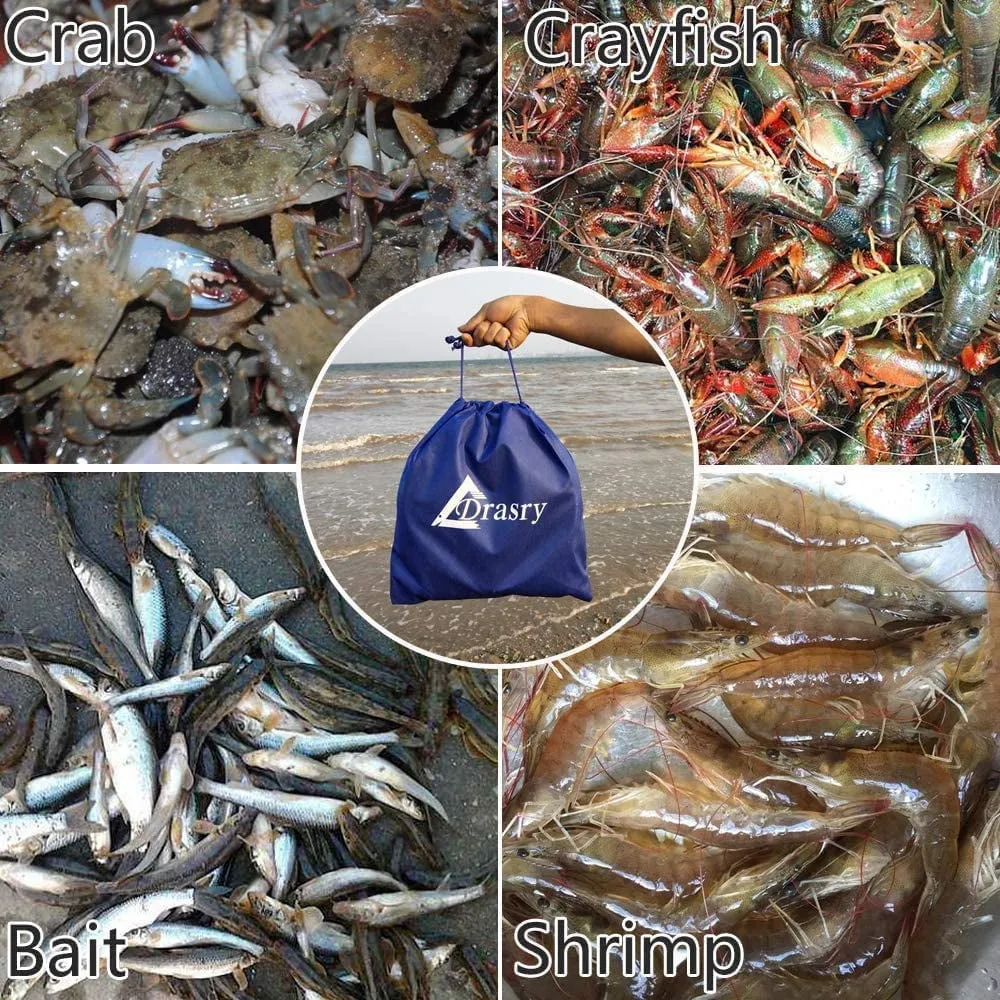 Fishing Crab Trap 2Pcs Portable Crawfish Bait Cage Foldable Shrimp Cast Net 23.6 X 11.8In