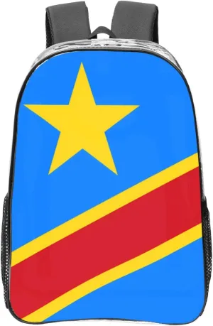 Flag Of The Congo Transparent Backpack-16-Inch Pvc Clear Backpack With Side Pockets,Black