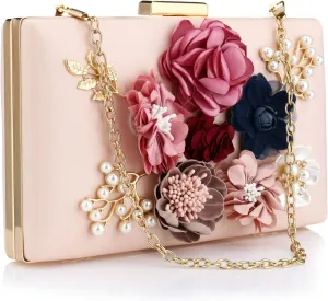 Floral Evening Bag for Women, Flower Evening Clutch Purse Elegant Banquet Handbag Lady Party Wedding Banquet Bag