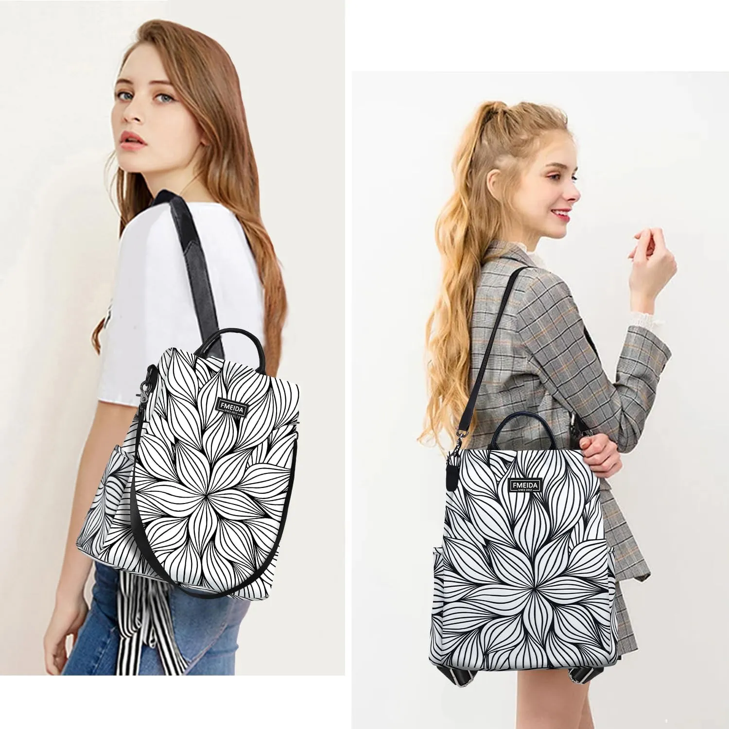 Fmeida Backpack Purse for Women Travel Anti Theft Backpack with Back Zipper Opening Waterptoof Daypack College Bookbag