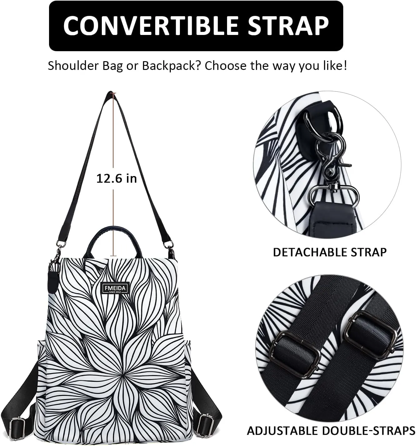 Fmeida Backpack Purse for Women Travel Anti Theft Backpack with Back Zipper Opening Waterptoof Daypack College Bookbag