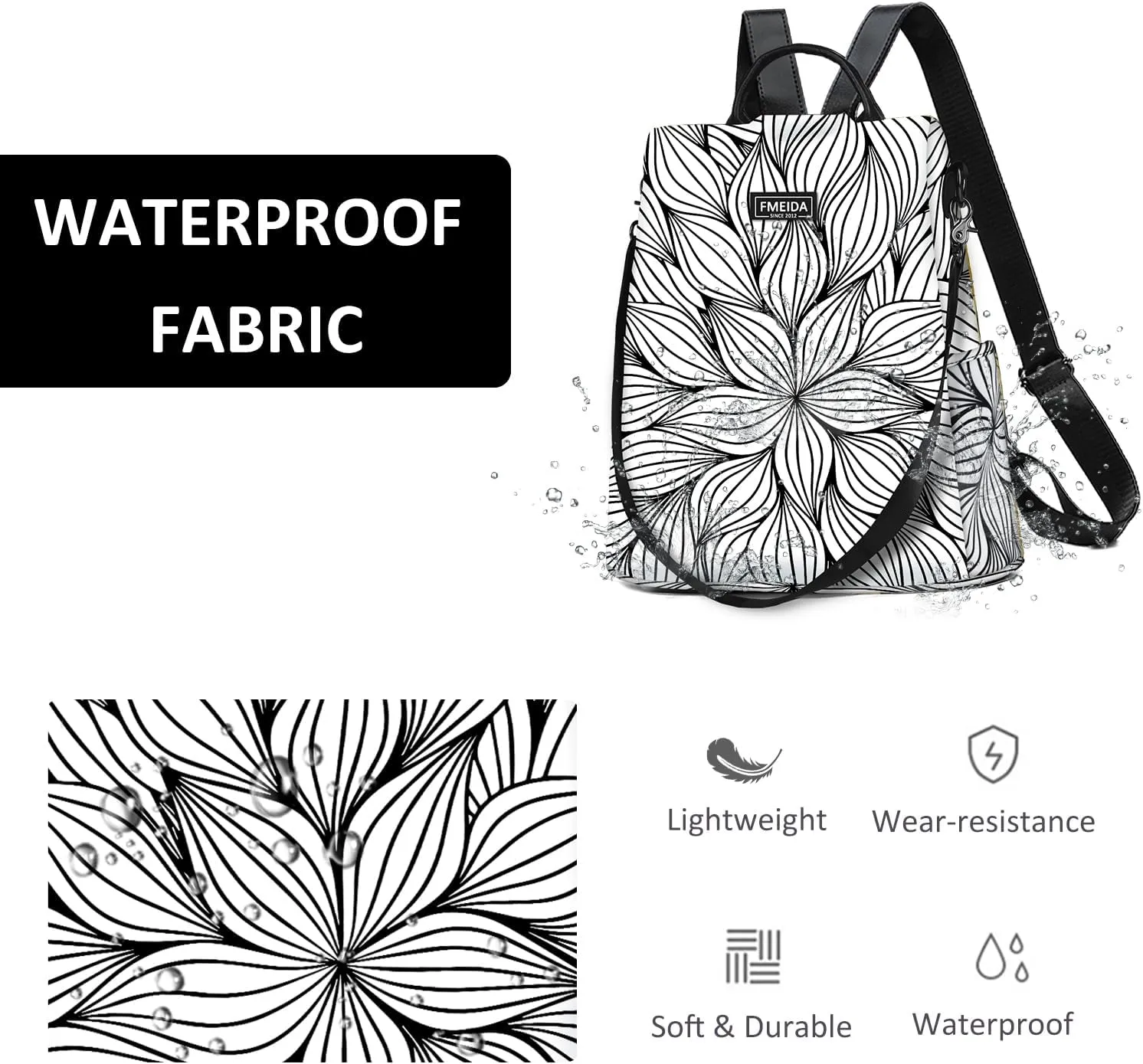 Fmeida Backpack Purse for Women Travel Anti Theft Backpack with Back Zipper Opening Waterptoof Daypack College Bookbag
