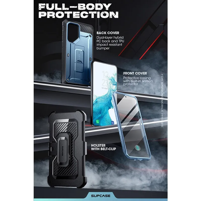 For Samsung Galaxy S23 Ultra Case Pro Full-body Dual Layer Rugged Belt-clip Case with Built-in Screen Protector