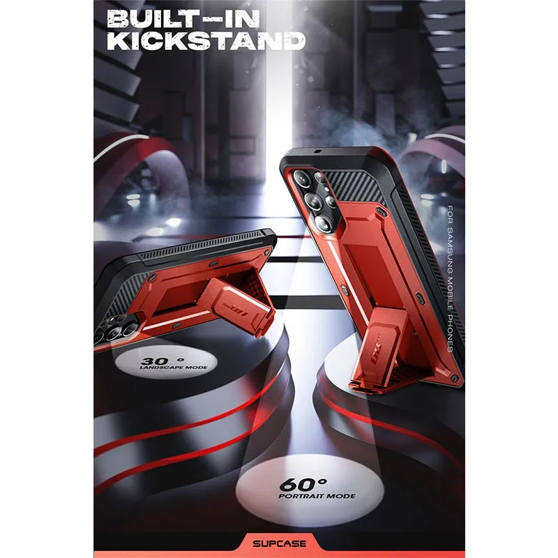 For Samsung Galaxy S23 Ultra Case Pro Full-body Dual Layer Rugged Belt-clip Case with Built-in Screen Protector