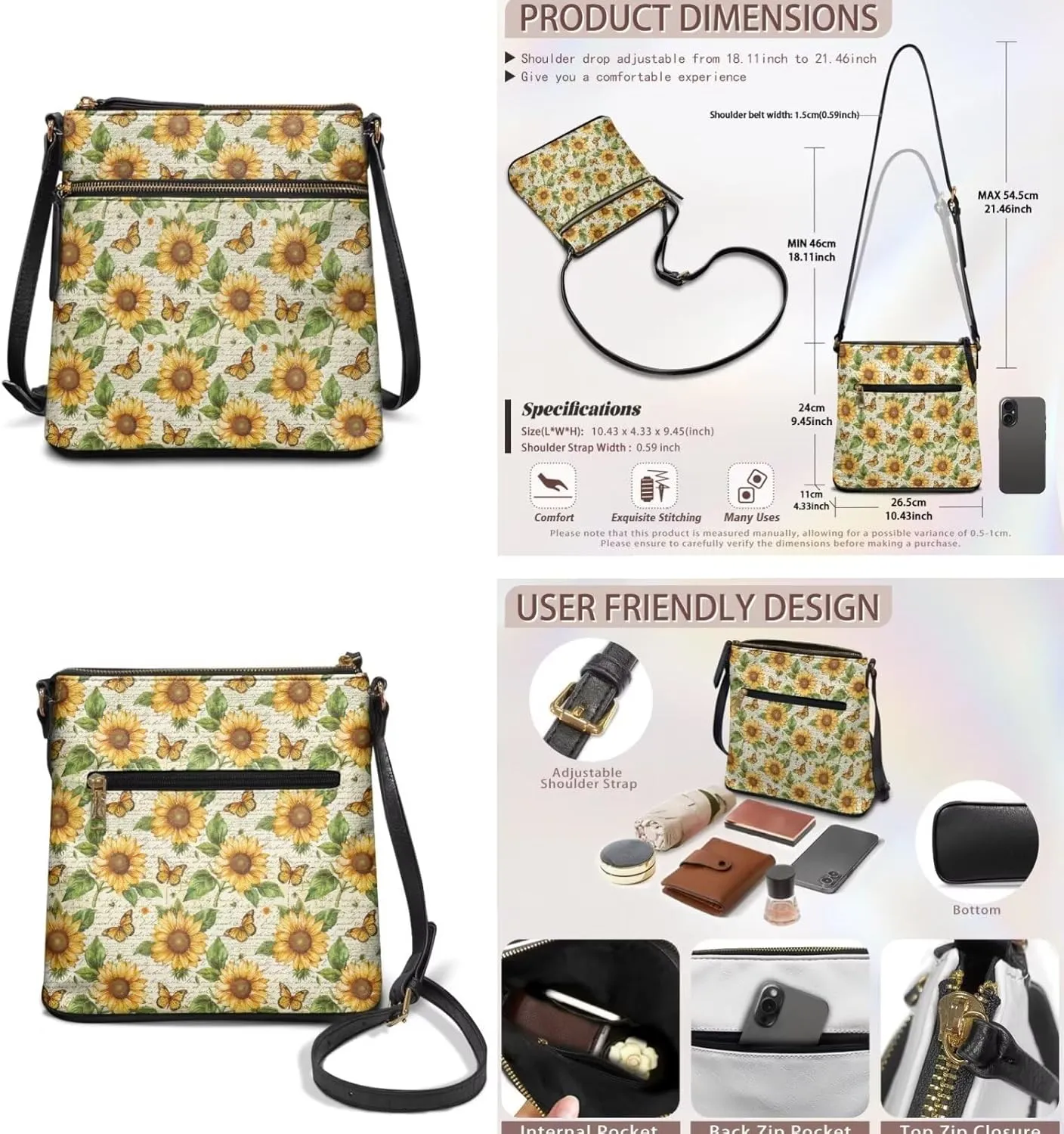 FOR U DESIGNS Hobo Bags for Women Satchel Purses and Handbags Leather Crossbody Purse and Wallet Set