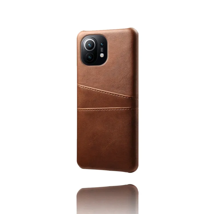 For Xiaomi Mi 11 Calf Texture PC   PU Leather Back Cover Shockproof Case with Dual Card