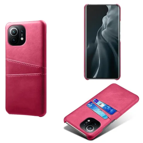 For Xiaomi Mi 11 Calf Texture PC   PU Leather Back Cover Shockproof Case with Dual Card