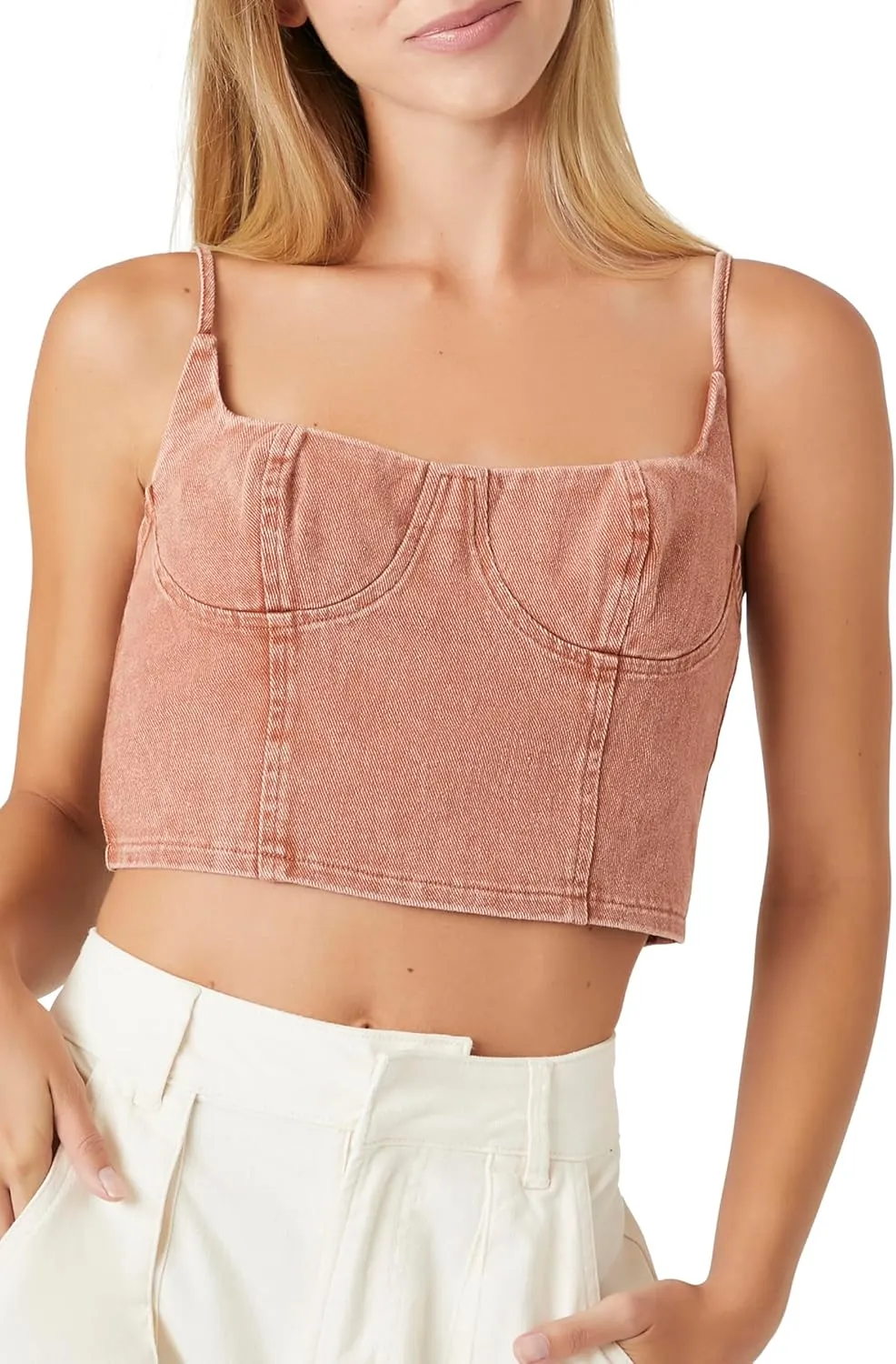 Forever 21 Women's Denim Bustier Cropped Cami
