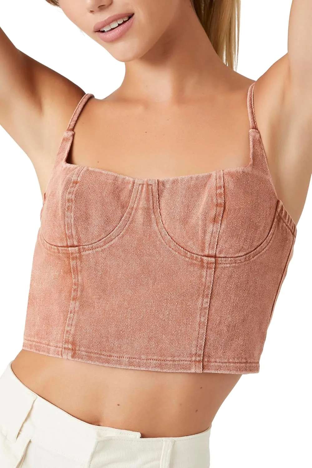 Forever 21 Women's Denim Bustier Cropped Cami