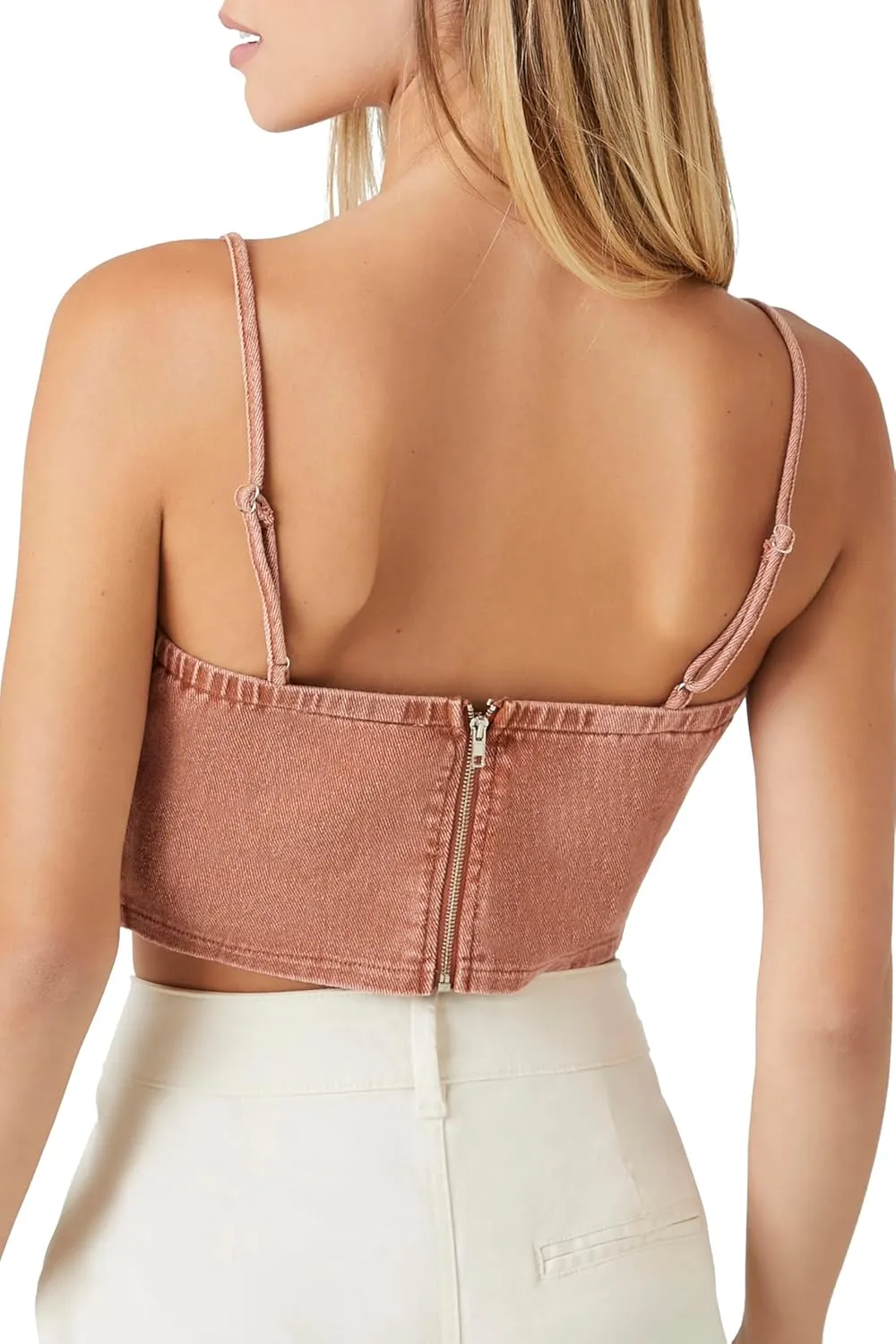 Forever 21 Women's Denim Bustier Cropped Cami
