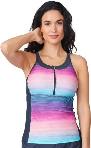 Free Country Women's Mesh Zip-Up Tankini Top
