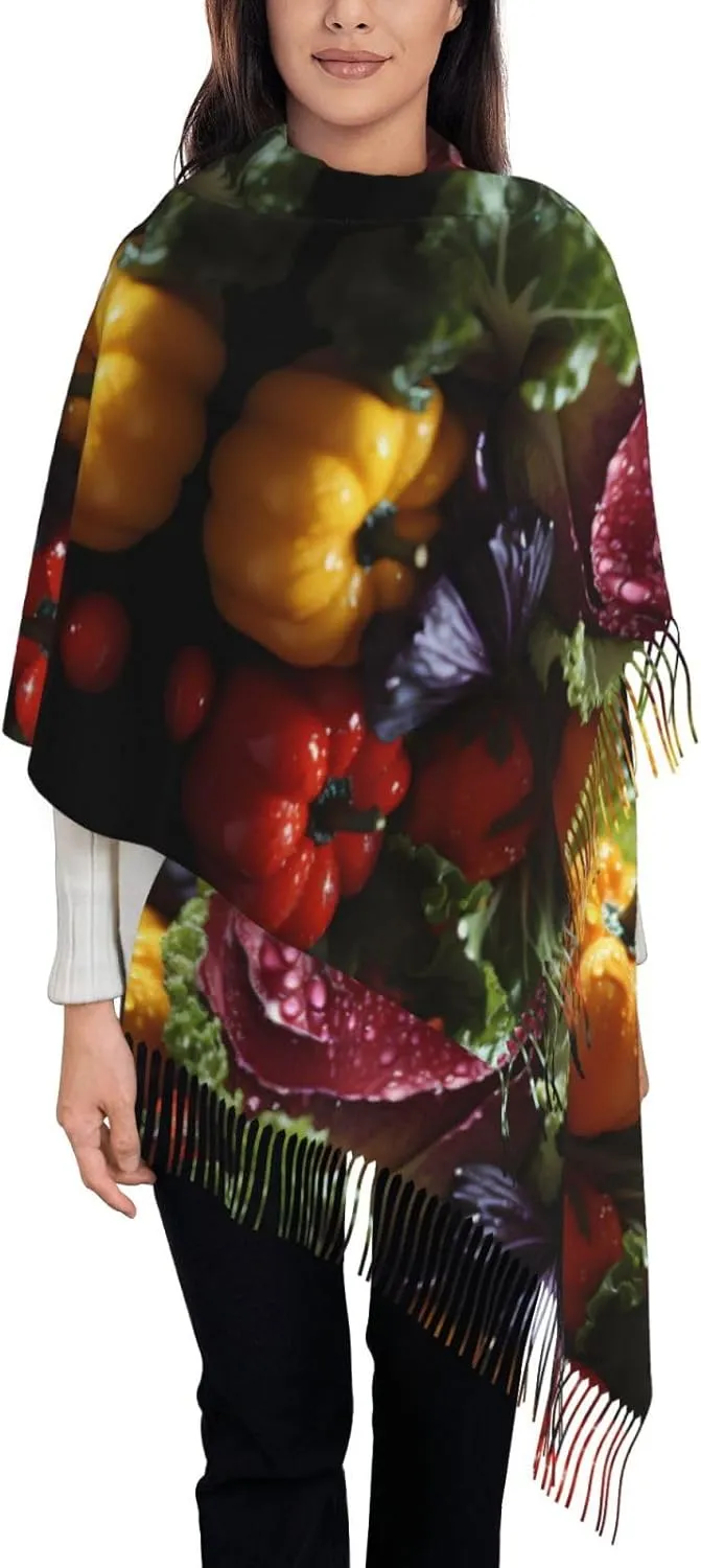 Fresh Cabbage Women's tassel scarf, warm evening dress shawl scarf, soft and comfortable long velvet tassel scarf