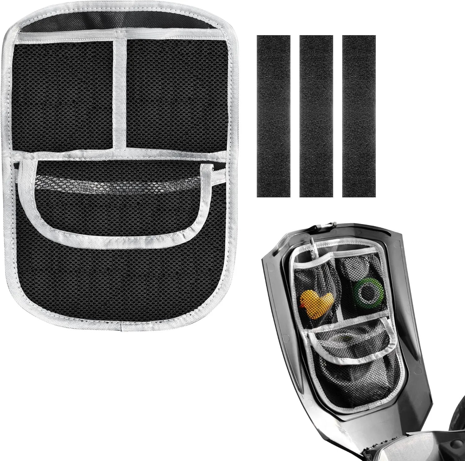 Front Trunk Lid Organizer with 3 Mesh Pockets Frunk Tool Bag Storage Accessory for Can-Am Ryker 600 900 Sport Rally Edition 2019-2025,White Piping