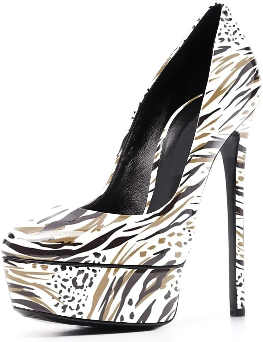 FSJ Women Classic Chunky High Heels Pumps Platform Closed Toe Sexy Slip On Ladies Shoes Size 4-15 US