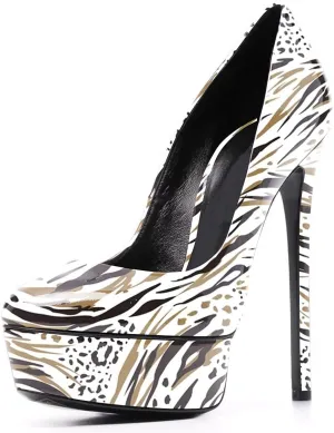 FSJ Women Classic Chunky High Heels Pumps Platform Closed Toe Sexy Slip On Ladies Shoes Size 4-15 US