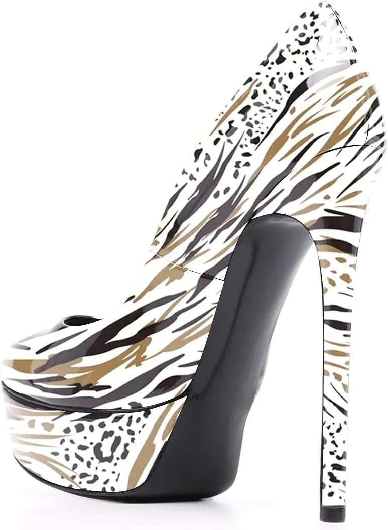 FSJ Women Classic Chunky High Heels Pumps Platform Closed Toe Sexy Slip On Ladies Shoes Size 4-15 US