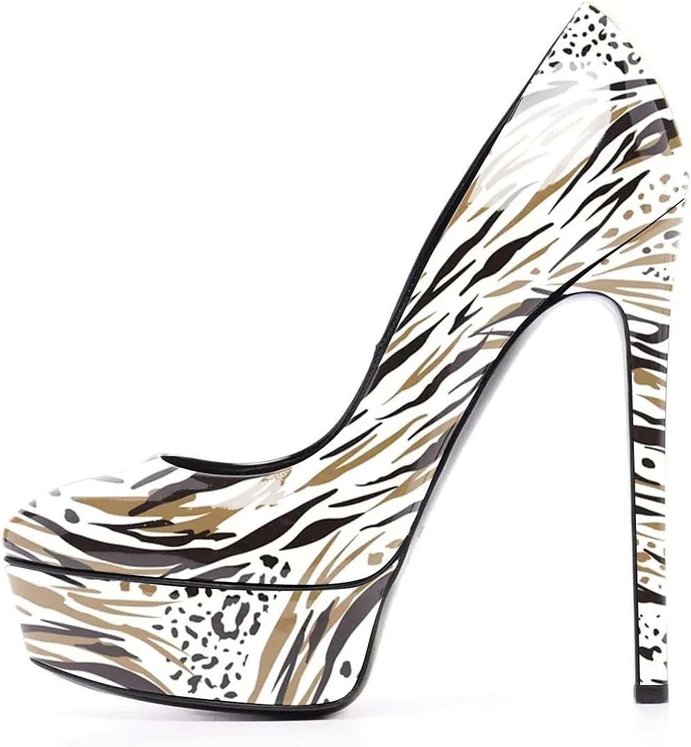 FSJ Women Classic Chunky High Heels Pumps Platform Closed Toe Sexy Slip On Ladies Shoes Size 4-15 US