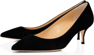 FSJ Women Classic Kitten Heels Pointy Closed Toe Pumps Slip On Office Ladies Party Date Business Dress Shoe Size 4-15 US